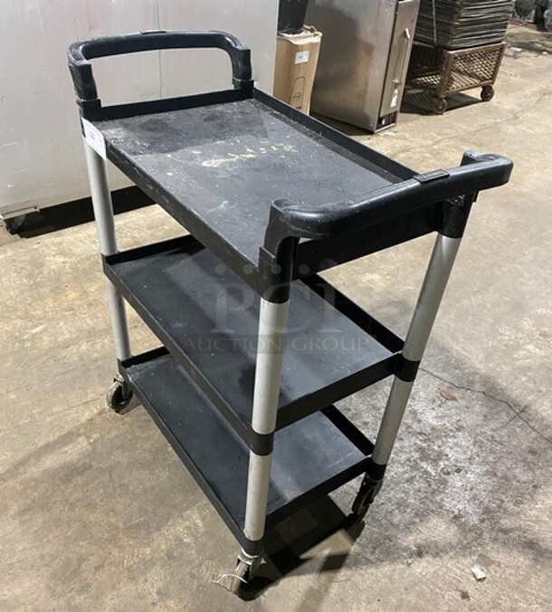 Cambro Black Utility/Bussing Cart with Three Shelves! On Commercial Casters! - Image 2 of 9