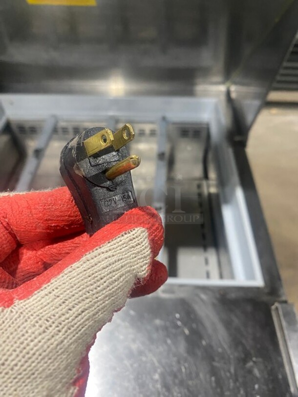 Asber 2021 Stainless Steel Commercial Sandwich Salad Prep Table Bain Marie Mega Top on Commercial Casters! Working When Removed! MODEL APTM27 SN: 8102425078 115V  - Image 10 of 11