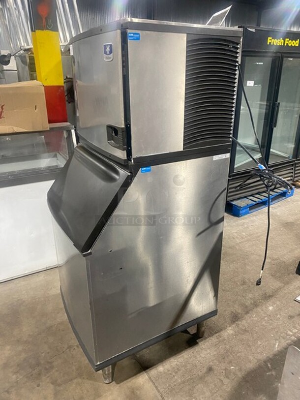Manitowoc IY0504A-161 Stainless Steel Commercial Ice Machine Head on Manitowoc B570 Commercial Ice Bin! With Stainless Steel Multipurpose Utility Scoop/Ice Scoop! Working When Removed! 115V 1PH - Image 2 of 12