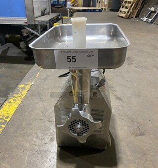 Avantco  Stainless Steel Commercial Countertop #12 Meat Grinder w/ Tray and Pusher! Model MG12 SN:18016617 110V 1PH