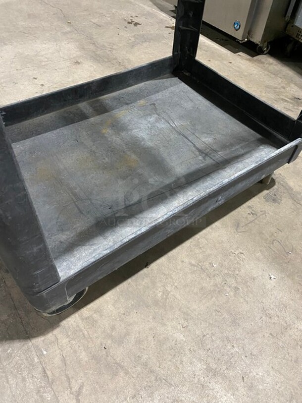 Commercial Black 2-Shelf Utility Cart with Flat Top and Built-In Tool Compartment! On Casters! - Image 6 of 9