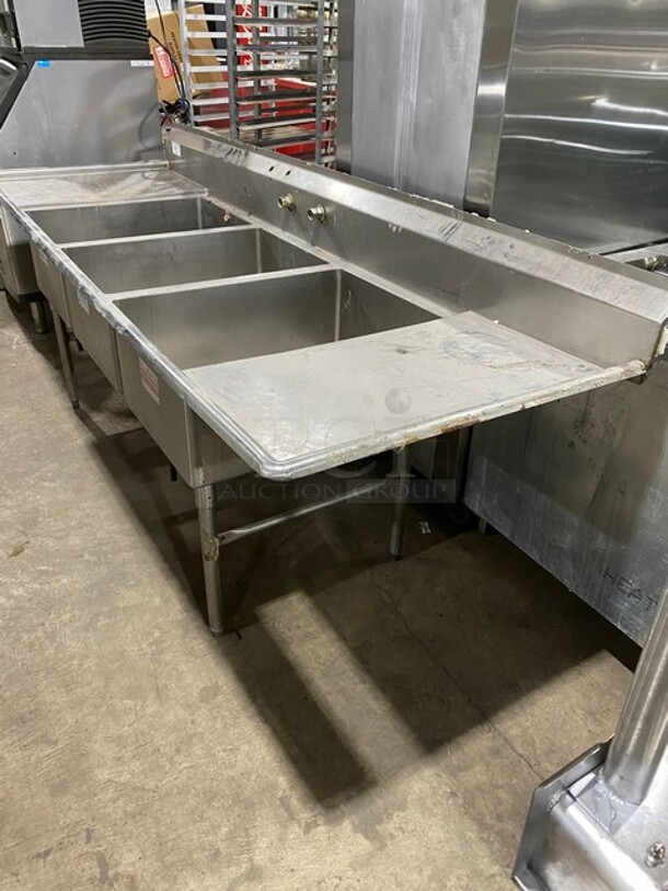 Sweet! Straford Smith High Quality Heavy Duty All Stainless Steel 3 compartment Dishwashing Sink With 2 Drain Boards! On Legs!  - Image 2 of 9