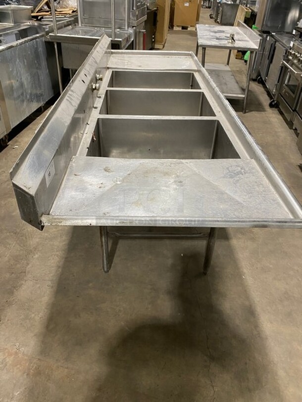 Sweet! Straford Smith High Quality Heavy Duty All Stainless Steel 3 compartment Dishwashing Sink With 2 Drain Boards! On Legs!  - Image 4 of 9