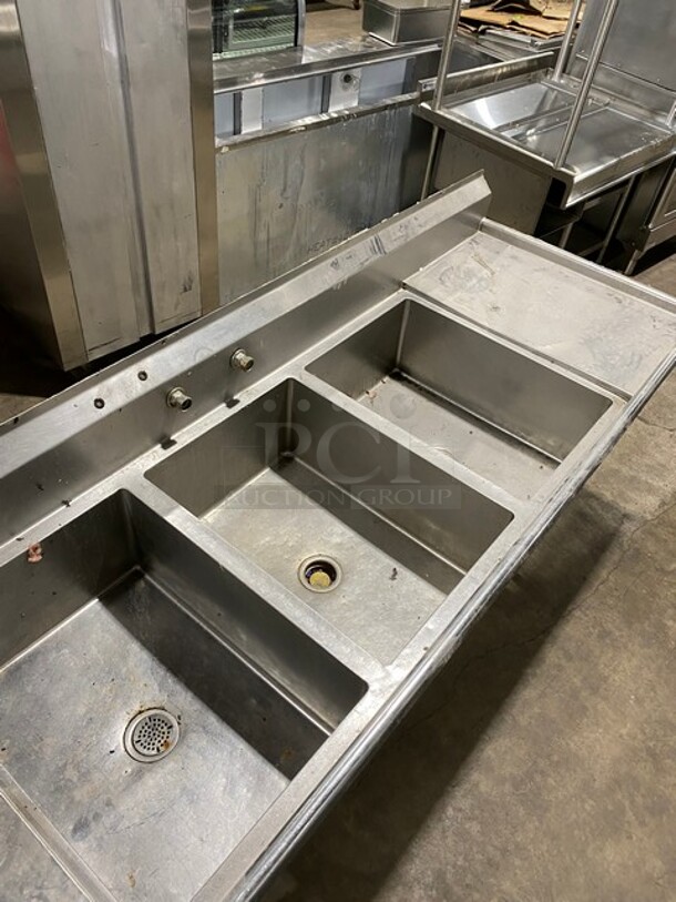 Sweet! Straford Smith High Quality Heavy Duty All Stainless Steel 3 compartment Dishwashing Sink With 2 Drain Boards! On Legs!  - Image 5 of 9
