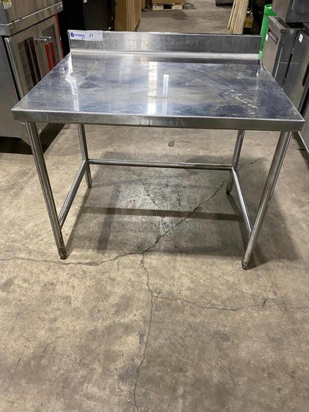 Stainless Steel Commercial Open Base Worktable with Backsplash! - Image 1 of 7