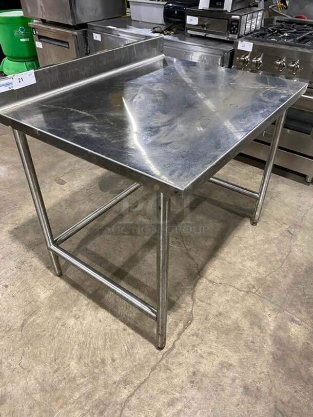 Stainless Steel Commercial Open Base Worktable with Backsplash! - Image 2 of 7