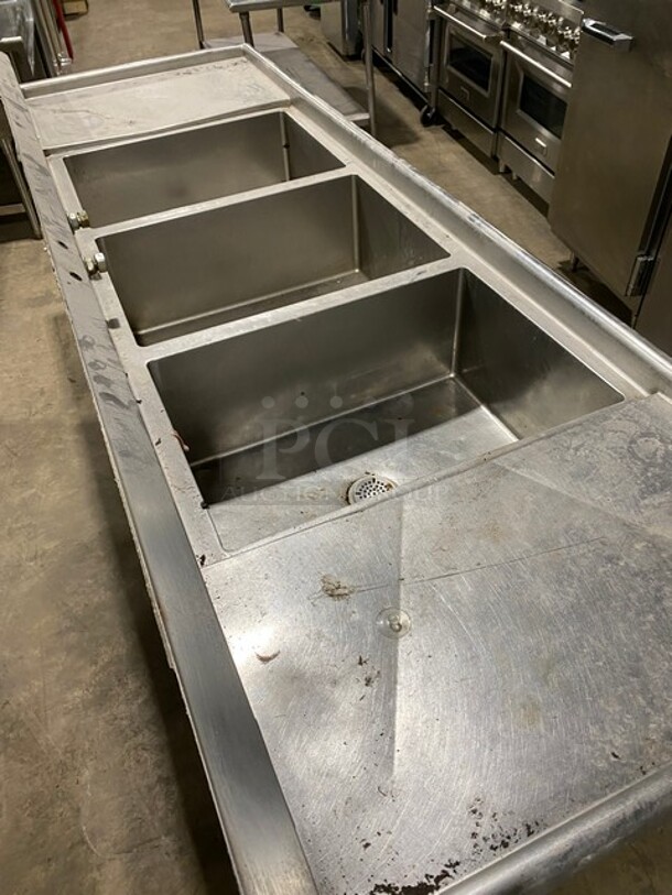 Sweet! Straford Smith High Quality Heavy Duty All Stainless Steel 3 compartment Dishwashing Sink With 2 Drain Boards! On Legs!  - Image 9 of 9