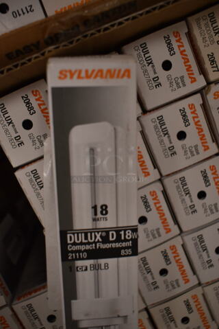 Lot of 15 Sylvania Dulux Light Bulb Including D, D/E. (front room)