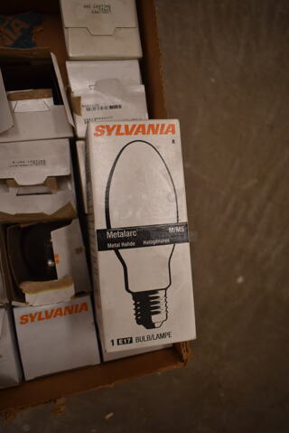 Lot of 13 Various Light Bulbs Including Sylvania M/MS (front room)