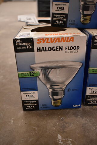 Lot of 5 Sylvania Halogen Flood Lightbulbs. (front room)