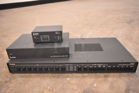 ALL ONE MONEY! Lot of Extron IN1508 Scaling Presentation Switcher, Extron VGA Distribution Amplifier, Extrop IPL T S2 and Cables. (front room)