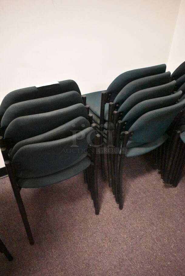20 Stackable Dark Green Chairs on Black Metal Legs. 20 Times Your Bid! BUYER MUST REMOVE: Bring Tools and Manpower Needed To Remove This Item. (back room) - Image 3 of 5