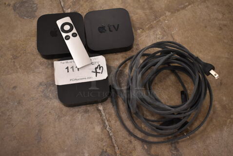 3 Apple A1469 Apple TV Box w/ 1 Remote. 3 Times Your Bid! (front room)