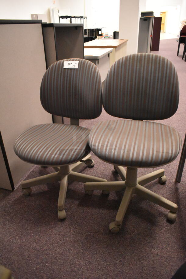 4 Various Striped Chairs. 2 on Casters. 4 Times Your Bid! (back room) - Image 2 of 3