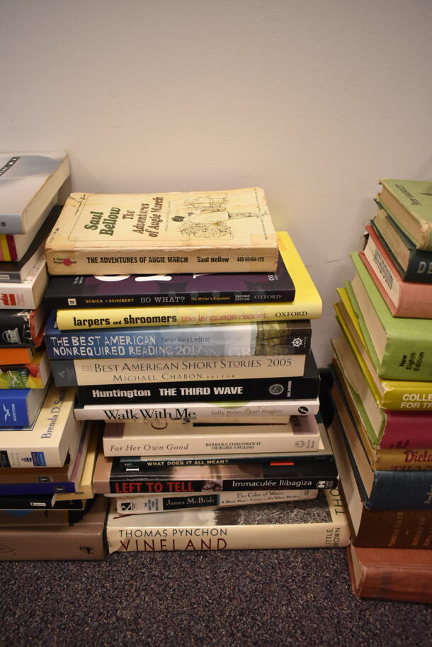 ALL ONE MONEY! Lot of 82 Various Books Including Lord of the Flies, Best American Short Stories, Larpers and Shroomers, History of Philosophy. BUYER MUST REMOVE: Bring Tools and Manpower Needed To Remove This Item. (back room) - Image 5 of 7