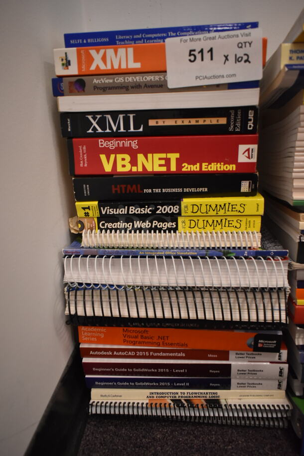 ALL ONE MONEY! Lot of 102 Various Books Including Visual Basic 2008 for Dummies, Mastering Programmable Controllers, Politics in America. BUYER MUST REMOVE: Bring Tools and Manpower Needed To Remove This Item. (back room) - Image 2 of 4