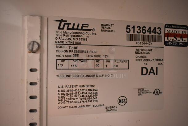 True T-19F Stainless Steel Commercial Single Door Reach In Freezer w/ Poly Coated Rack on Commercial Casters. 115 Volts, 1 Phase. (front room) - Image 5 of 5