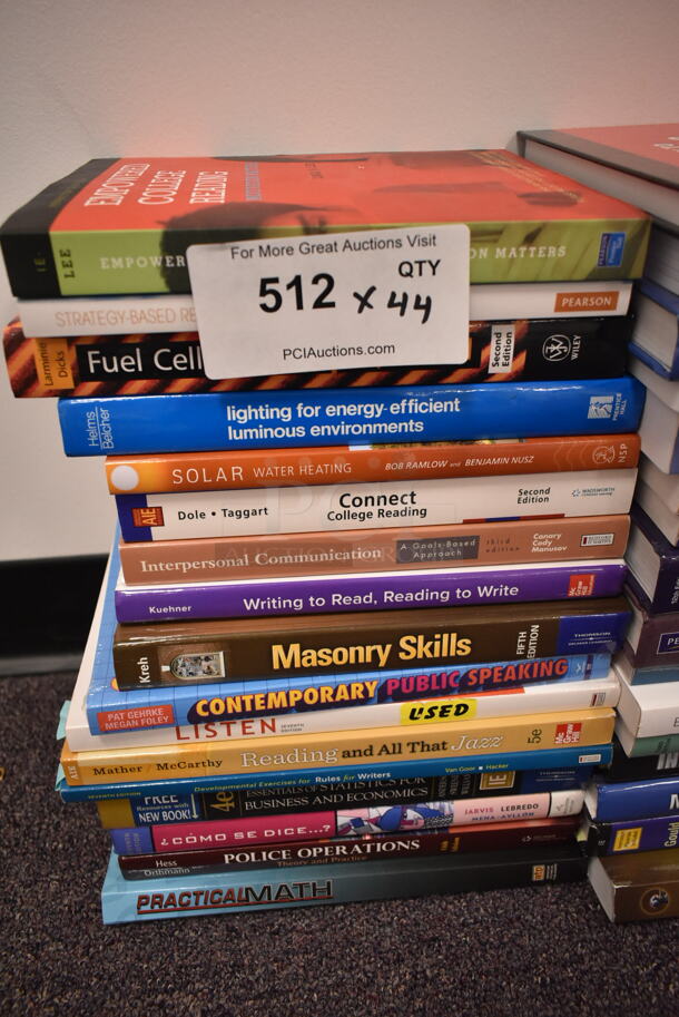ALL ONE MONEY! Lot of 44 Various Books Including Empowered College Reading, Masonry Skills, Welding, Algebra. BUYER MUST REMOVE: Bring Tools and Manpower Needed To Remove This Item. (back room) - Image 2 of 4