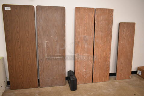 ALL ONE MONEY! Lot of 6 Items Including 5 Folding Tables and Black Case. (back room)