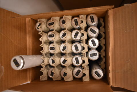 2 Boxes of 24 BRAND NEW Sylvania 22078-9 Fluorescent Tube Light. Missing 1 Bulb. 2 Times Your Bid! (front room)