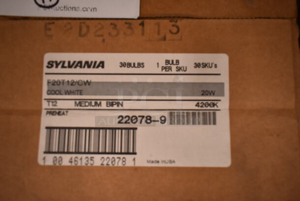 2 Boxes of 18 BRAND NEW Sylvania F20T 12/CW Fluorescent Tube Light. Missing 1 Bulb. 2 Times Your Bid! (front room) - Image 3 of 3