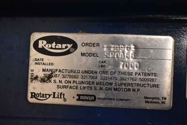 Rotary SPOA88 Metal 7,000 Pound Capacity Lift w/ Extra Parts. 208-230 Volts, 1 Phase. BUYER MUST REMOVE: Bring Tools and Manpower Needed To Remove This Item. (front room) - Image 11 of 12