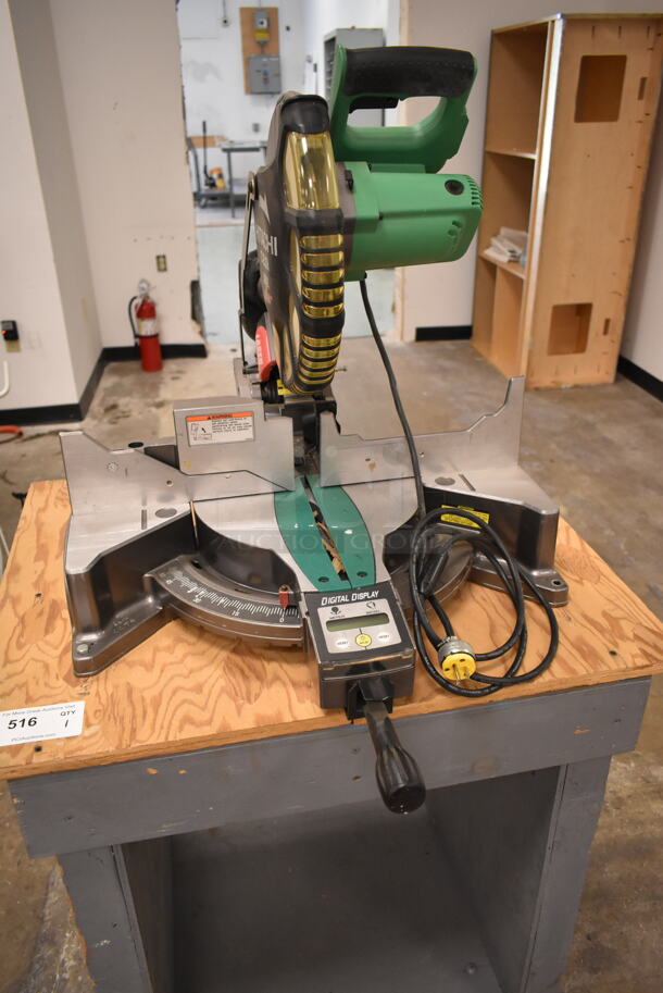 Hitachi C12LCH Countertop Saw on Wooden Stand w/ Commercial Casters. (back room) - Image 3 of 12