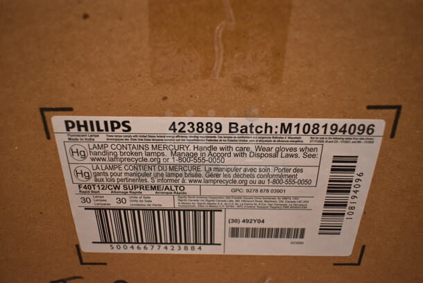 3 Boxes of 30 BRAND NEW! Philips 423889 F40T12 CW SUPREME ALTO  Fluorescent Tube Lights. 3 Times Your Bid! (front room) - Image 2 of 4