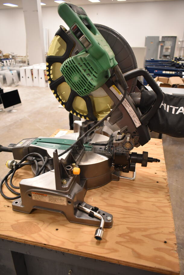 Hitachi C12LCH Countertop Saw on Wooden Stand w/ Commercial Casters. (back room) - Image 5 of 12