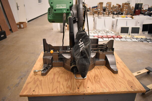 Hitachi C12LCH Countertop Saw on Wooden Stand w/ Commercial Casters. (back room) - Image 6 of 12
