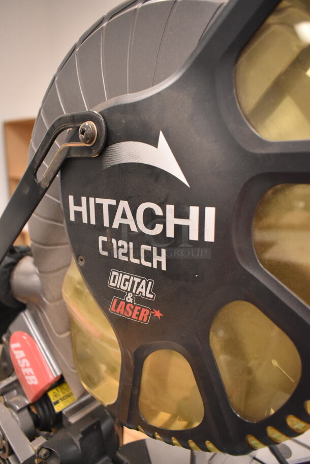 Hitachi C12LCH Countertop Saw on Wooden Stand w/ Commercial Casters. (back room) - Image 10 of 12