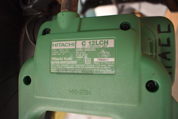 Hitachi C12LCH Countertop Saw on Wooden Stand w/ Commercial Casters. (back room) - Image 12 of 12