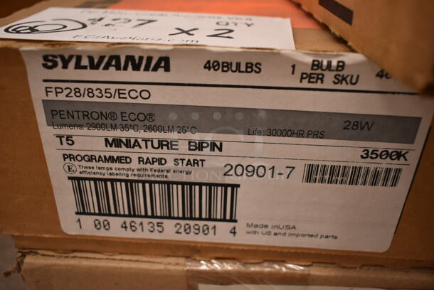 2 Boxes of 40 BRAND NEW! Sylvania FP28/835/ECO Fluorescent Tube Lights. 2 Times Your Bid! (front room) - Image 4 of 4