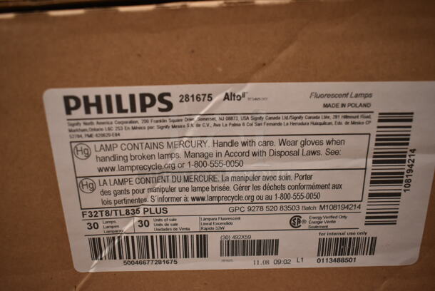 3 Boxes of Fluorescent Tube Lights; Philips F32T8/TL835 PLUS, Sylvania FO32/841/ECO. 3 Times Your Bid! (front room) - Image 3 of 4