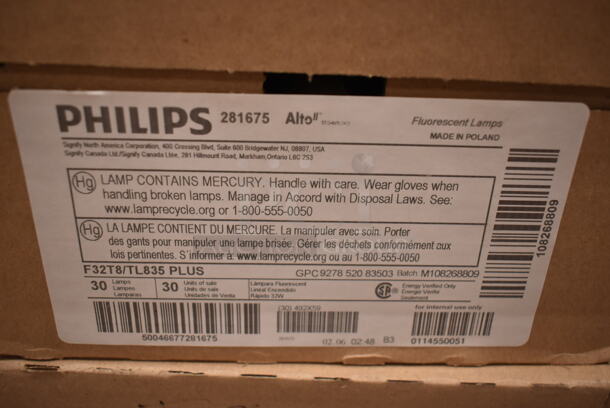 2 Boxes of 30 BRAND NEW Philips F32T8/TL835 PLUS Fluorescent Tube Lights. 2 Times Your Bid! (front room) - Image 2 of 3