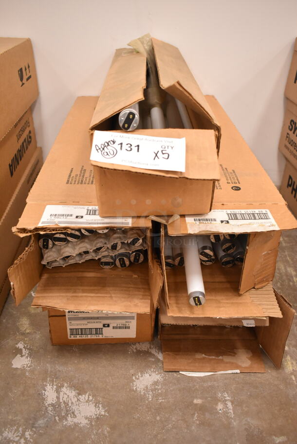 5 Boxes of BRAND NEW Sylvania FO17/735/ECO Octron Eco Fluorescent Tube Lights. 5 Times Your Bid! (front room) - Image 1 of 3