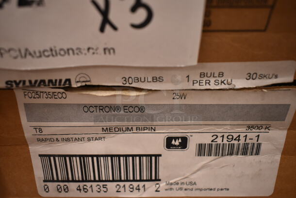3 Boxes of BRAND NEW Sylvania FO25/735/ECO Octron Eco Fluorescent Tube Lights. 3 Times Your Bid! (front room) - Image 3 of 3
