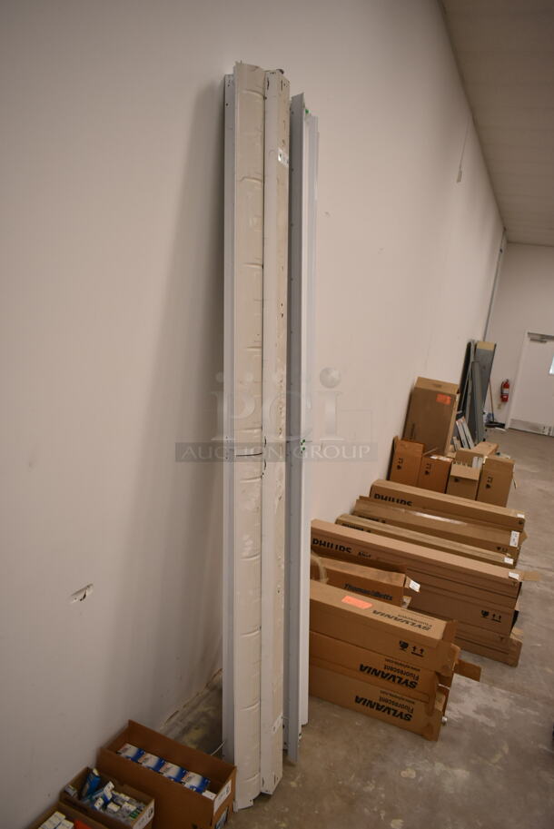 4 White Metal Fluorescent Light Fixtures. 4 Times Your Bid! (front room) - Image 2 of 3