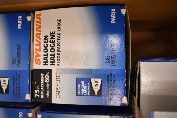 Box of 9 Sylvania Halogen Flood Light Bulb. (front room) - Image 2 of 2