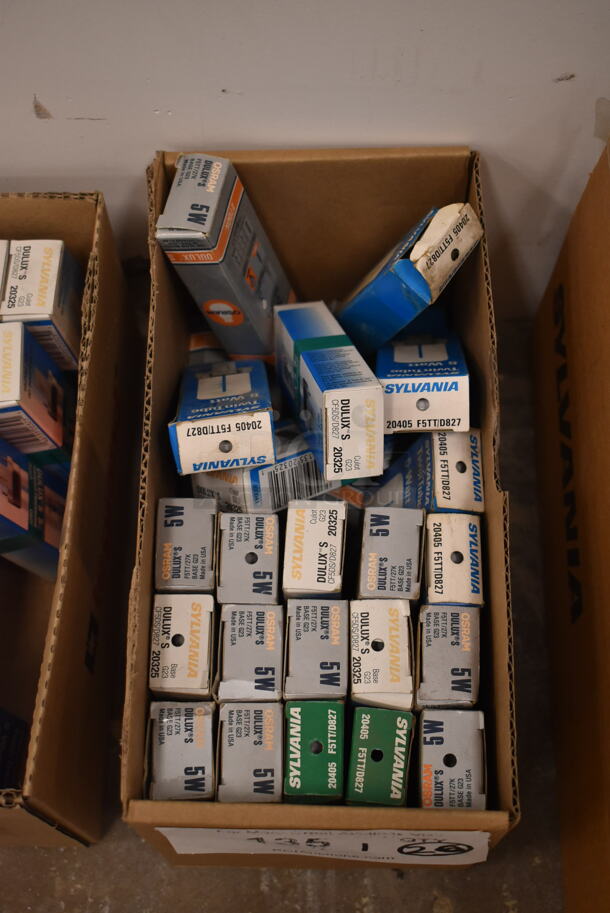 Box of 26 Various Light Bulb Including Sylvania, Osram. (front room) - Image 1 of 2