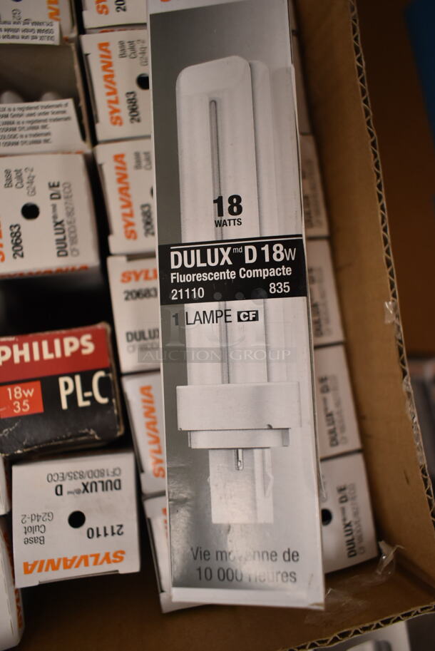 Lot of 18 Sylvania Dulux Light Bulb Including D, D/E and 1 Box of Philips PL-C. (front room) - Image 2 of 2