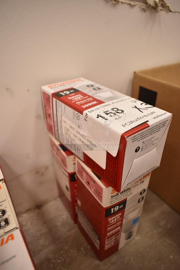 Lot of 3 Sylvania Warm White Deluxe mini 75 Light Bulbs. (front room) - Image 2 of 2