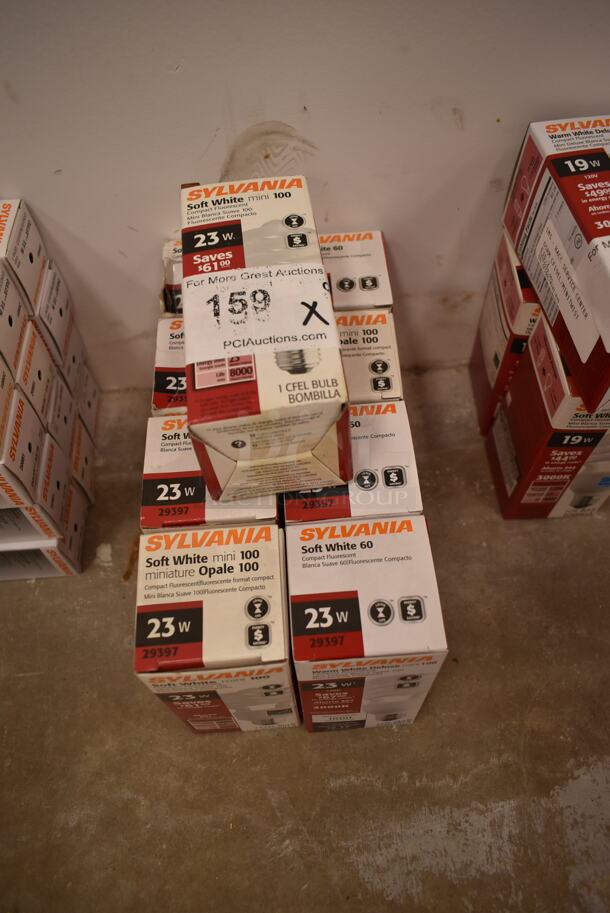Lot of 9 Sylvania Warm White Deluxe mini 100 Light Bulbs. (front room) - Image 2 of 2