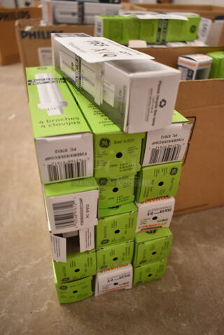 Lot of 16 Various Light Bulbs Including GE Biax D ECO 26w. (front room)