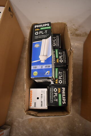 Lot of 7 Various Light Bulbs Including Philips PL-T. (front room)
