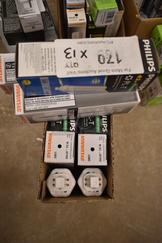Lot of 13 Various Light Bulbs Including Philips PL-T 42w. (front room)