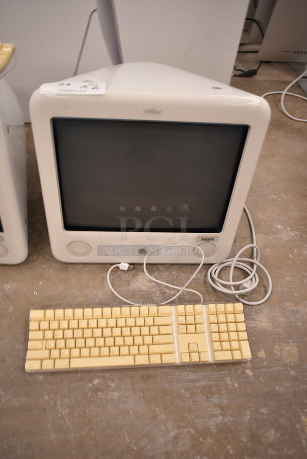 2 Apple eMac PowerMac PowerPC G4 Model A1002 (white) EMC 1955 W/ Keyboard. 100-120 Volts, 1 Phase. 2 Times Your Bid! (front room) - Image 2 of 10