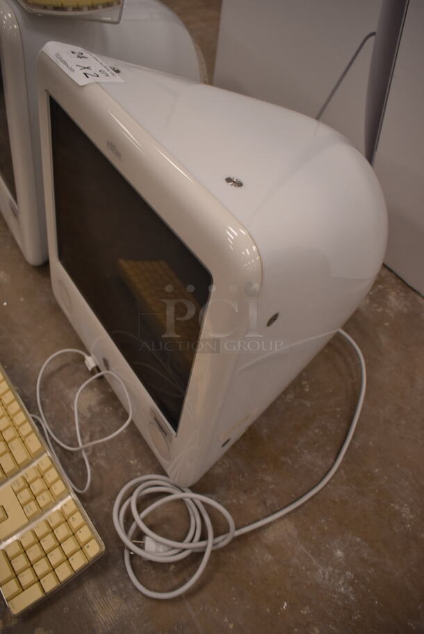2 Apple eMac PowerMac PowerPC G4 Model A1002 (white) EMC 1955 W/ Keyboard. 100-120 Volts, 1 Phase. 2 Times Your Bid! (front room) - Image 5 of 10