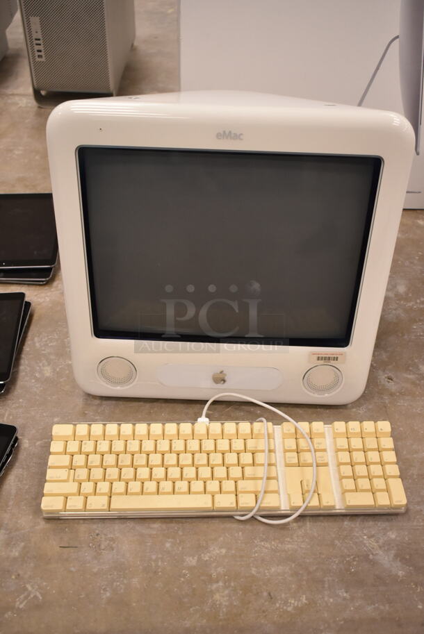 2 Apple eMac PowerMac PowerPC G4 Model A1002 (white) EMC 1955 W/ Keyboard. 100-120 Volts, 1 Phase. 2 Times Your Bid! (front room) - Image 8 of 10