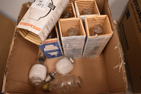 Lot of 9 Various Light Bulbs Including Sylvania Metalarc M/MS. (front room)